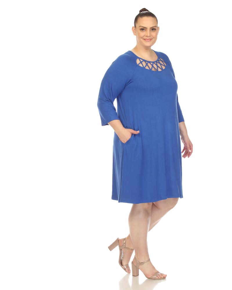 White Mark Women s Criss Cross Neckline Swing Midi Dress Royal